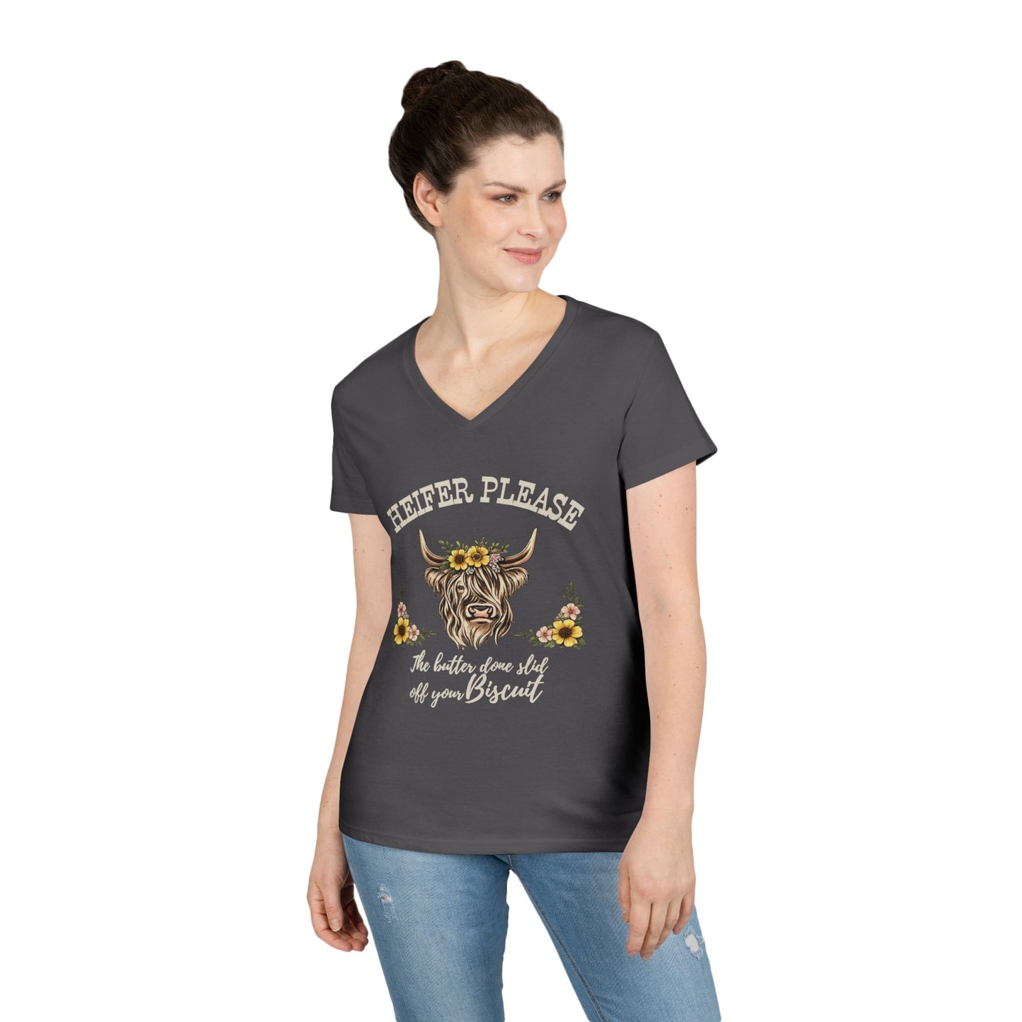 Heifer Please V-Neck Tee (Dark)