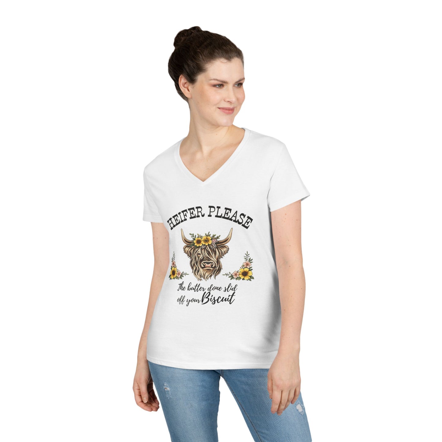 Heifer Please V-Neck Tee (Light)