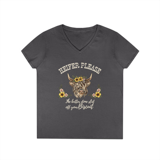 Heifer Please V-Neck Tee (Dark)