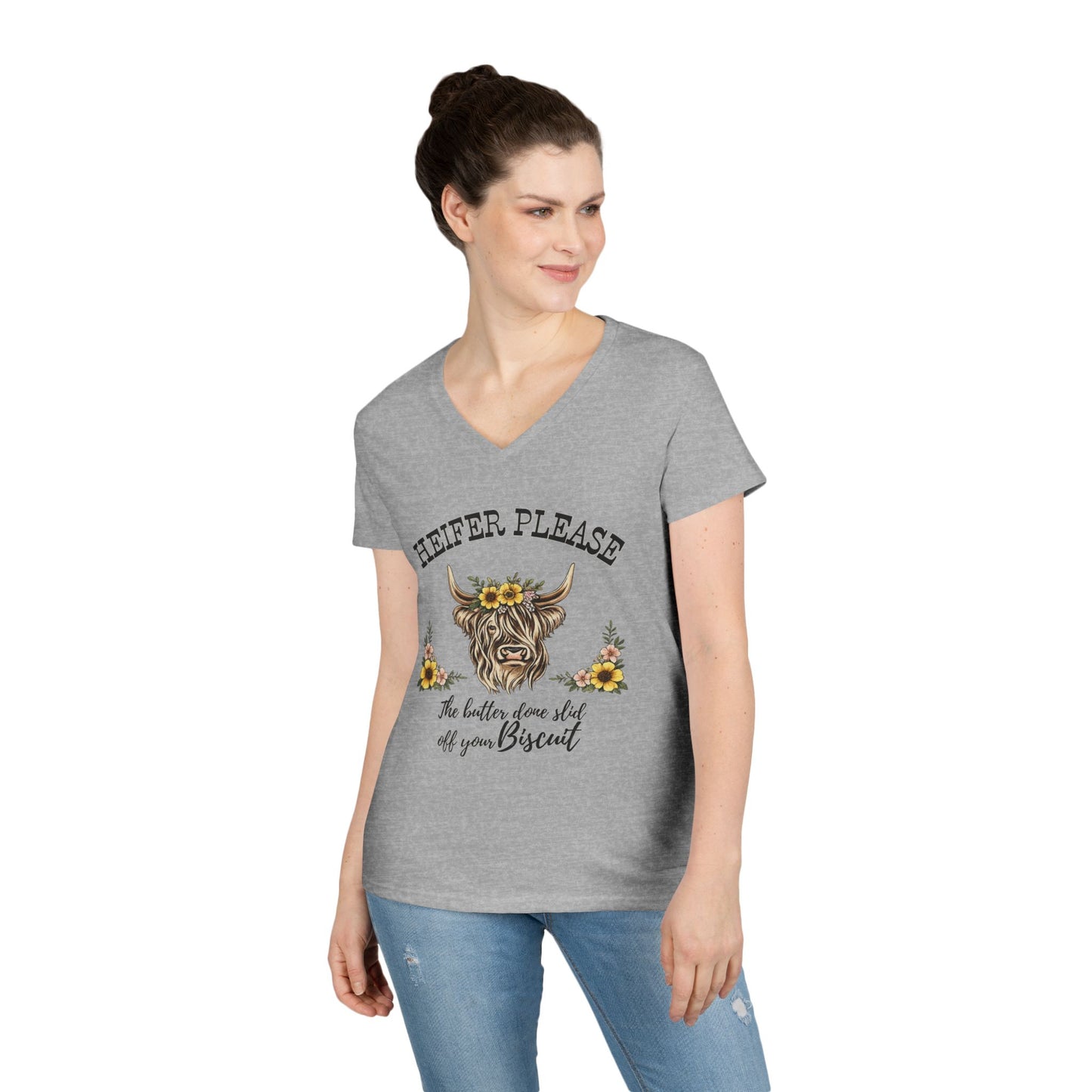Heifer Please V-Neck Tee (Light)