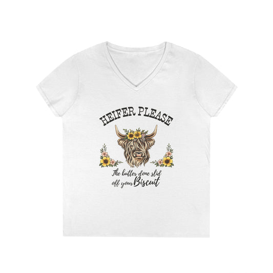 Heifer Please V-Neck Tee (Light)